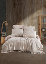 Allegra Fırfırlı Müslin Nevresim Takımı - Bej