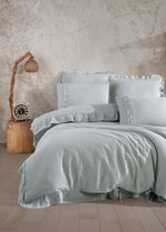 Allegra Fırfırlı Müslin Nevresim Takımı - Mint