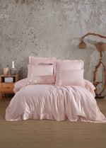 Allegra Fırfırlı Müslin Nevresim Takımı - Pudra