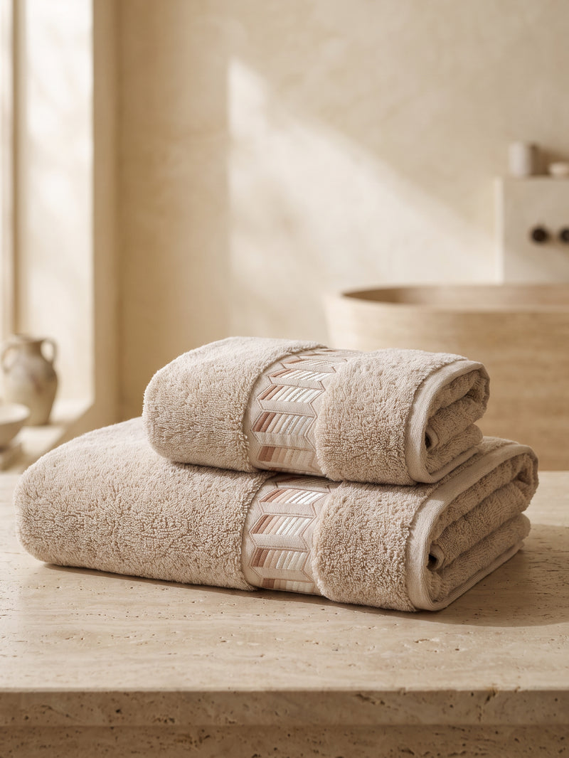 Galia 2'li Nakışlı Banyo Havlusu Seti