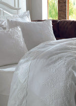 Duru Güpürlü Pamuk Saten Nevresim Takımı - Beyaz