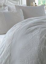 Duru Güpürlü Pamuk Saten Nevresim Takımı - Beyaz