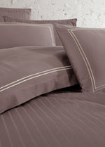 İmge Nakışlı Pamuk Saten Yollu Nevresim Takımı - Açık Kahve