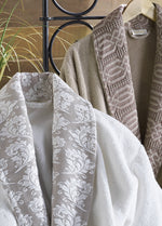 Diana 6 Parça Jakarlı Pamuk Bornoz Seti - Krem/Kahve