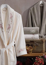 Gardenya Комплект из 6 бархатных хлопковых халатов - кремовый/бежевый