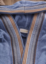 Мужской одинарный халат из жаккардового хлопка с капюшоном - темно-синий (L-XL)