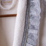 Layla Tek Kadın Pamuk Bornoz -  Krem/Gri