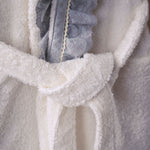 Layla Tek Kadın Pamuk Bornoz -  Krem/Gri