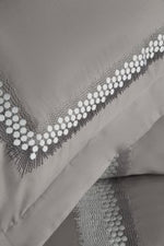 Montana Nakışlı Pamuk Saten Nevresim Takımı - Kahve