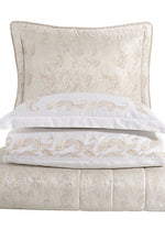 Angelina Nakışlı Nevresim & Jakarlı Elyaflı Yatak Örtüsü Seti - Bej