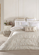 Angelina Nakışlı Nevresim & Jakarlı Elyaflı Yatak Örtüsü Seti - Bej