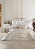 Angelina Nakışlı Nevresim & Jakarlı Elyaflı Yatak Örtüsü Seti - Bej