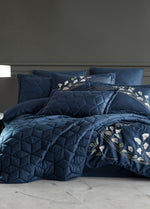 Dantela Cala Nakışlı Nevresim&Yatak Örtüsü Seti - Lacivert