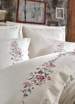 Двойной пододеяльник из хлопкового атласа с вышивкой Efsa — кремовый