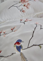 Hüma Nakışlı Pamuk Saten Nevresim Takımı - Krem