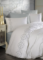 Комплект пододеяльников из хлопкового атласа с вышивкой в ​​викторианском стиле - Мальдивский