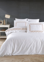 Комплект пододеяльников из хлопкового атласа с вышивкой Alina - Бежевый