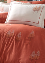 Pamira Nakışlı Pamuk Saten Nevresim Takımı - Brick