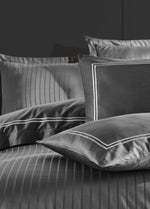 İmge Nakışlı Pamuk Saten Yollu Nevresim Takımı - Gri