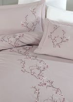 Lia Nakışlı Poplin Saten Nevresim Takımı - Bej