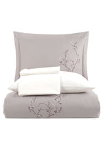 Lia Nakışlı Poplin Saten Nevresim Takımı - Bej