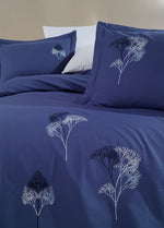 Jovia Nakışlı Poplin Saten Nevresim Takımı - Lacivert