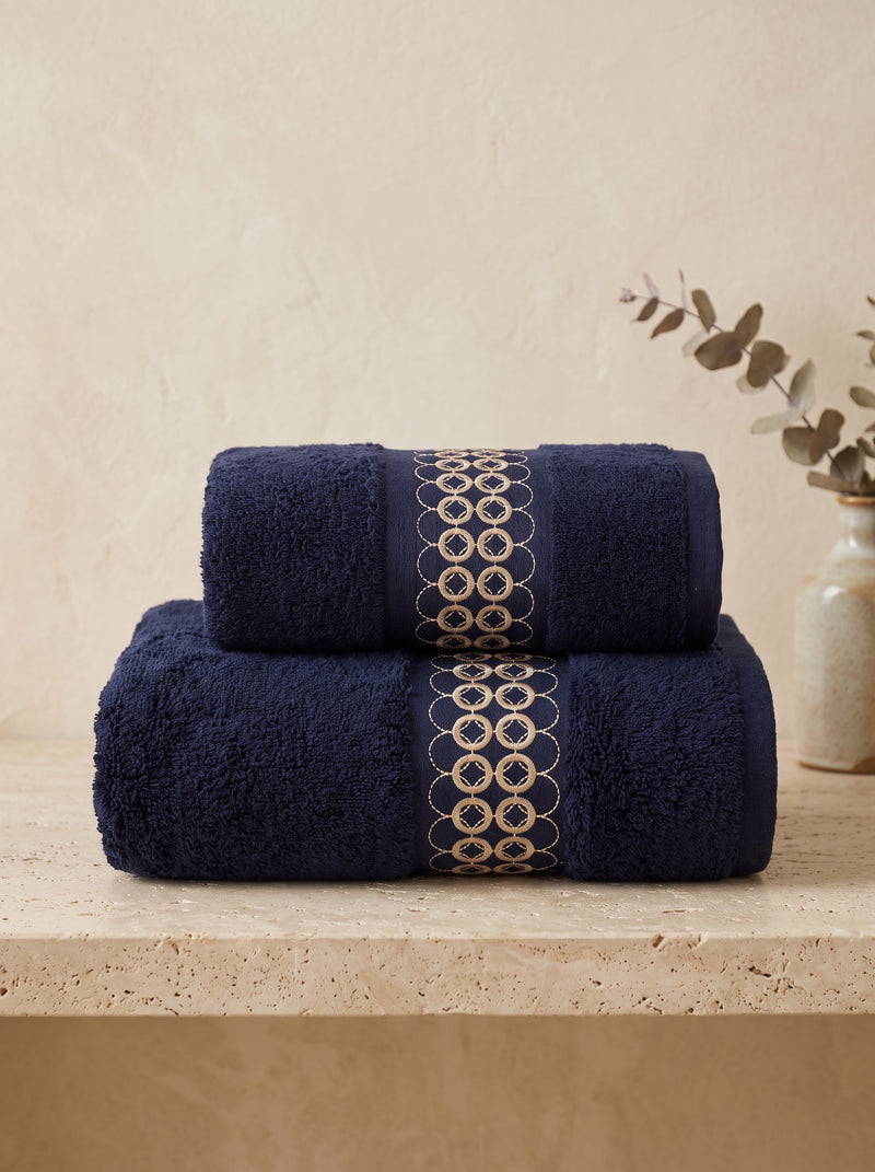 Nomad 2'li Nakışlı Banyo Havlu Seti