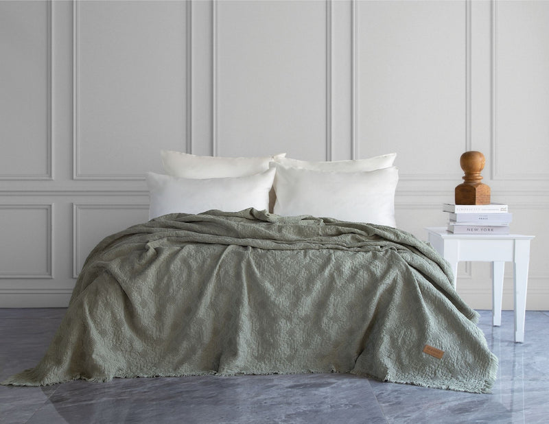 Notte Fitilli Yatak Örtüsü - Açık Yeşil