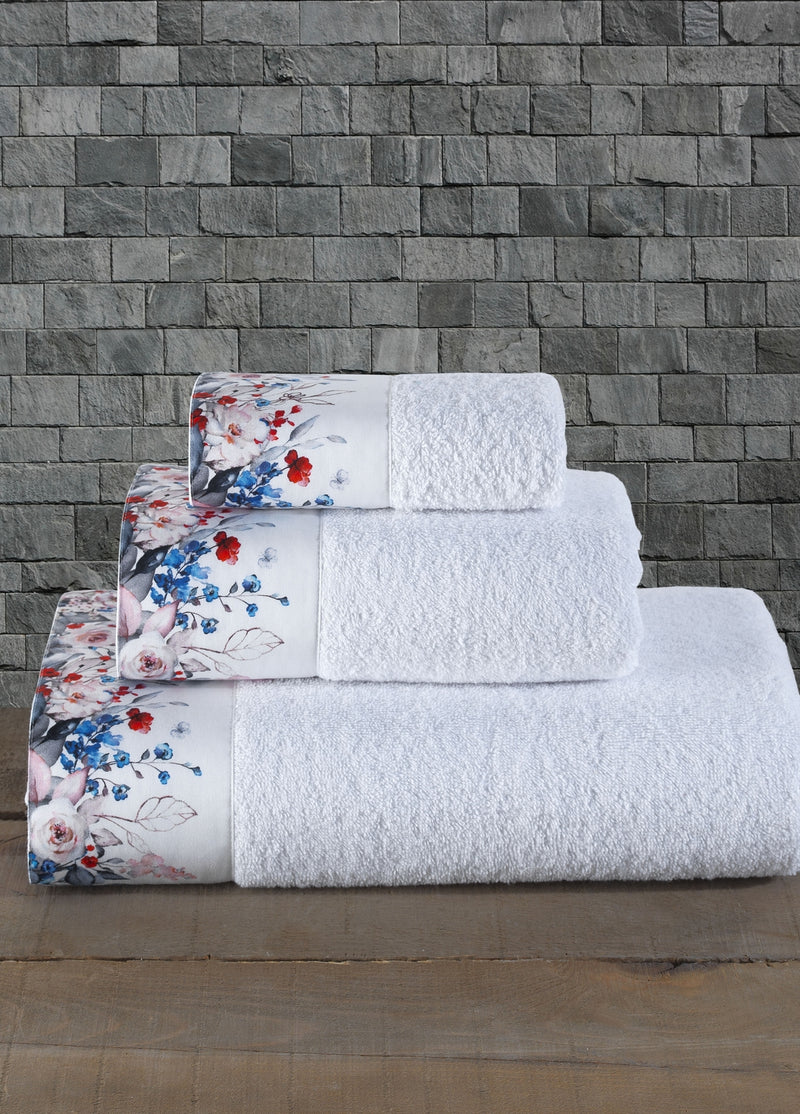 КОД-9570 НАБОР ХЛОПКОВЫХ БАННЫХ ПОЛОТЕНЦИЙ, ИЗ 3 ПРЕДМЕТОВ - БЕЛЫЙ