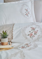 İsabella Pamuk Saten Çift Kişilik Nevresim Takımı - Bej