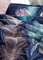 Двойной комплект пододеяльников из хлопкового атласа - темно-синий