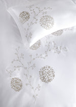 Sofia Pamuk Saten Jakarlı Çift Kişilik Nevresim Takımı - Beyaz