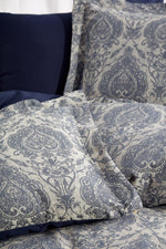 Pamuk Saten Jakarlı Çift Kişilik Nevresim Takımı - Carolina Lacivert