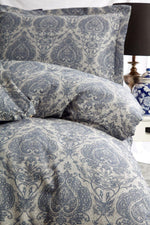 Pamuk Saten Jakarlı Çift Kişilik Nevresim Takımı - Carolina Lacivert