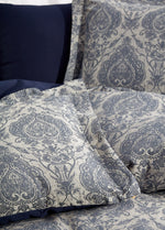 Pamuk Saten Jakarlı Çift Kişilik Nevresim Takımı - Carolina Lacivert