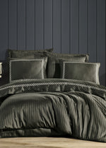 Двойной пододеяльник Nuans из хлопкового атласа с вышивкой - хаки