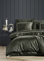 Двойной пододеяльник Nuans из хлопкового атласа с вышивкой - хаки
