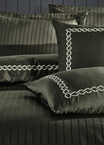 Двойной пододеяльник Nuans из хлопкового атласа с вышивкой - хаки