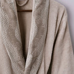 Pare Tek Kadın Pamuk Güpürlü Bornoz - Bej