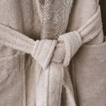 Pare Tek Kadın Pamuk Güpürlü Bornoz - Bej