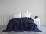 Plume Ponponlu Yatak Örtüsü - Lacivert