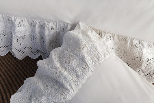 Romantica Poplin Kumaş Güpürlü Nevresim Takımı - Krem