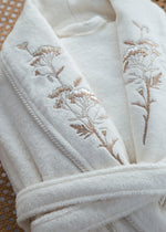 Seren 6'lı Nakışlı Pamuk Bornoz Seti - Krem/Bej