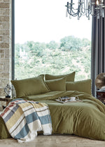 Shıne Glorıa Müslin Nevresim & Yatak Örtüsü Seti Haki