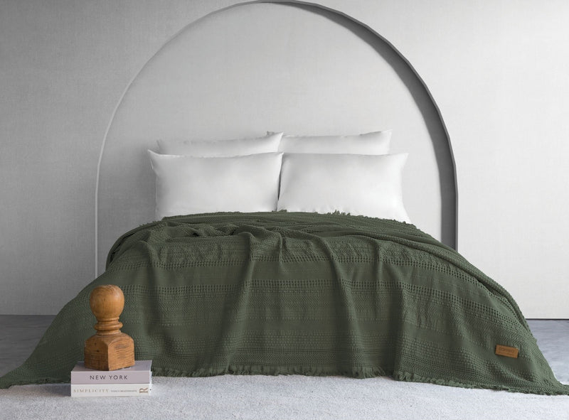 Strada Fitilli Desen Yatak Örtüsü - Haki