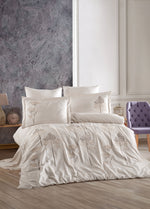 Zümra Nakışlı Pamuk Saten Nevresim Takımı - Bej